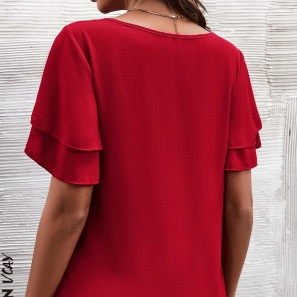 Shein Keyhole Neckline Butterfly Sleeve Blouse XXL, (14) - Picture 4 of 4